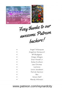 Special thanks to our Reynard City Patreon backers